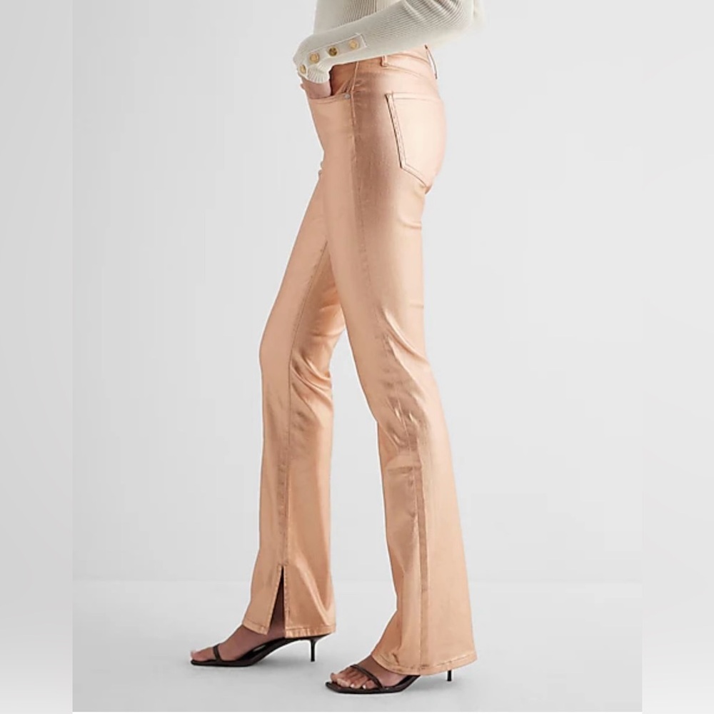 Express Women's Mid Rise Jeans - Metallic Gold